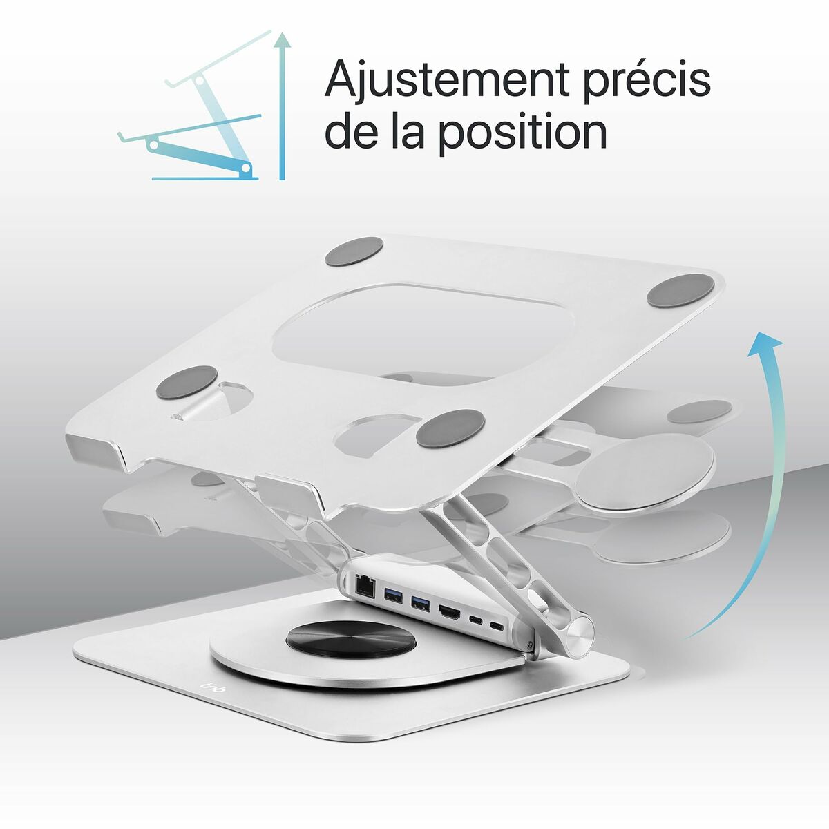 TNB iClick 360 adjustable notebook stand with detachable 6in1 hub aluminum
