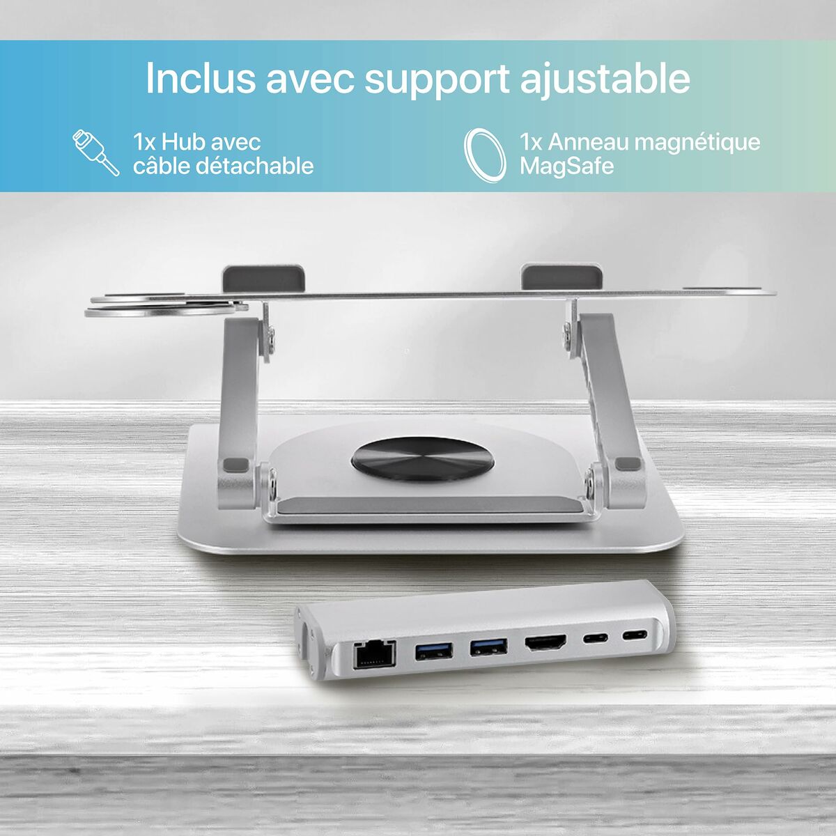 TNB iClick 360 adjustable notebook stand with detachable 6in1 hub aluminum