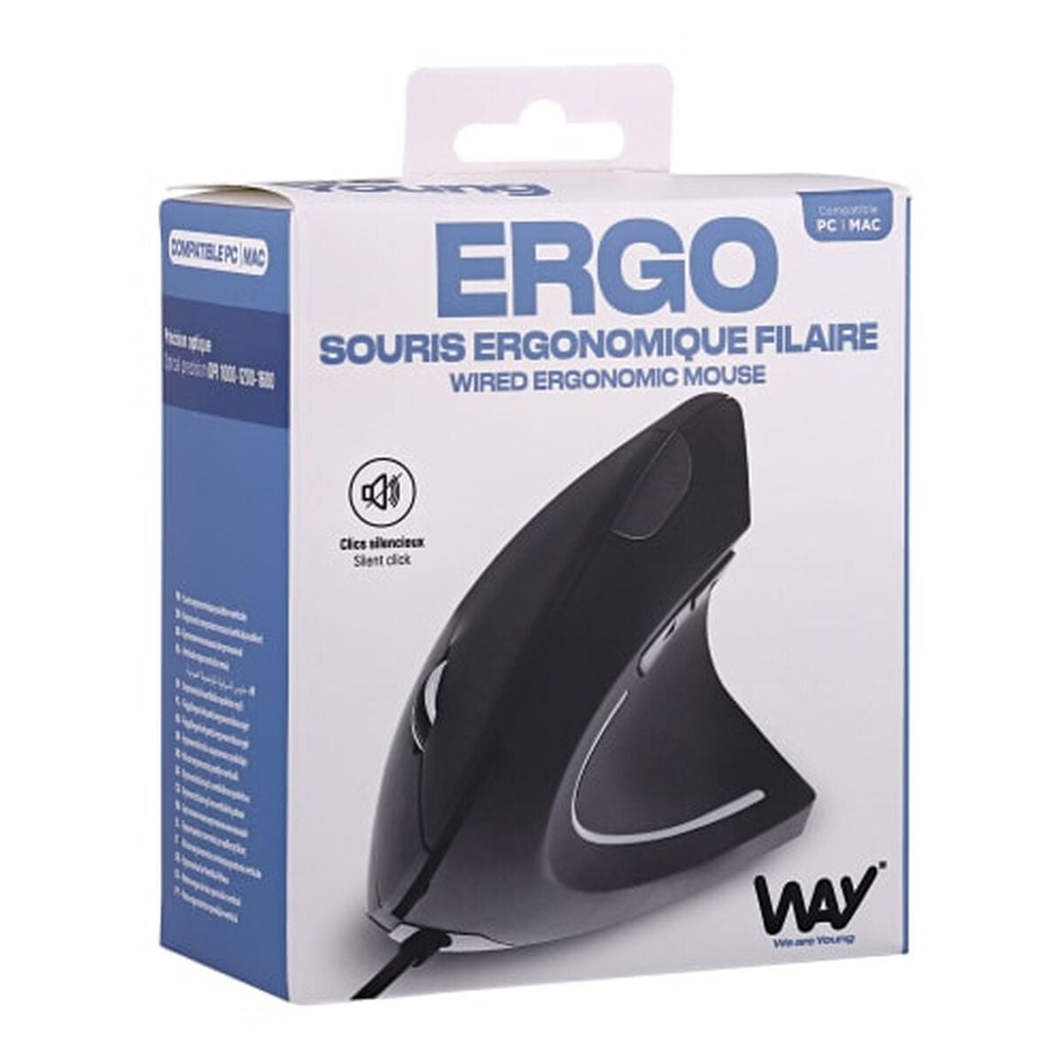 TNB WAY Wired vertical ergonomic mouse - black