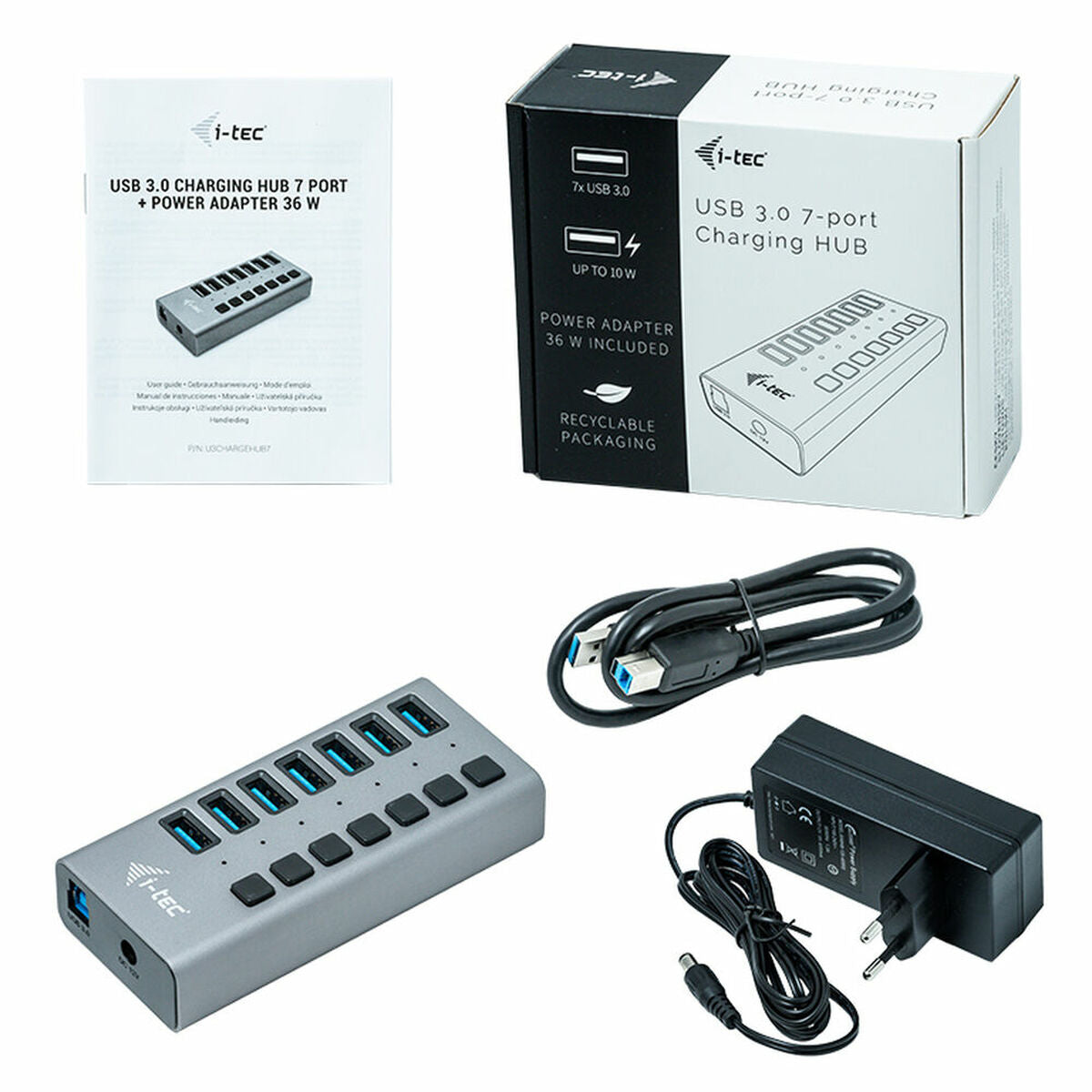 I-TEC USB 3.0 Charging HUB 7port with external power adapter 36W 7xUSB charging port for Tablets Notebooks Ultrabooks PC