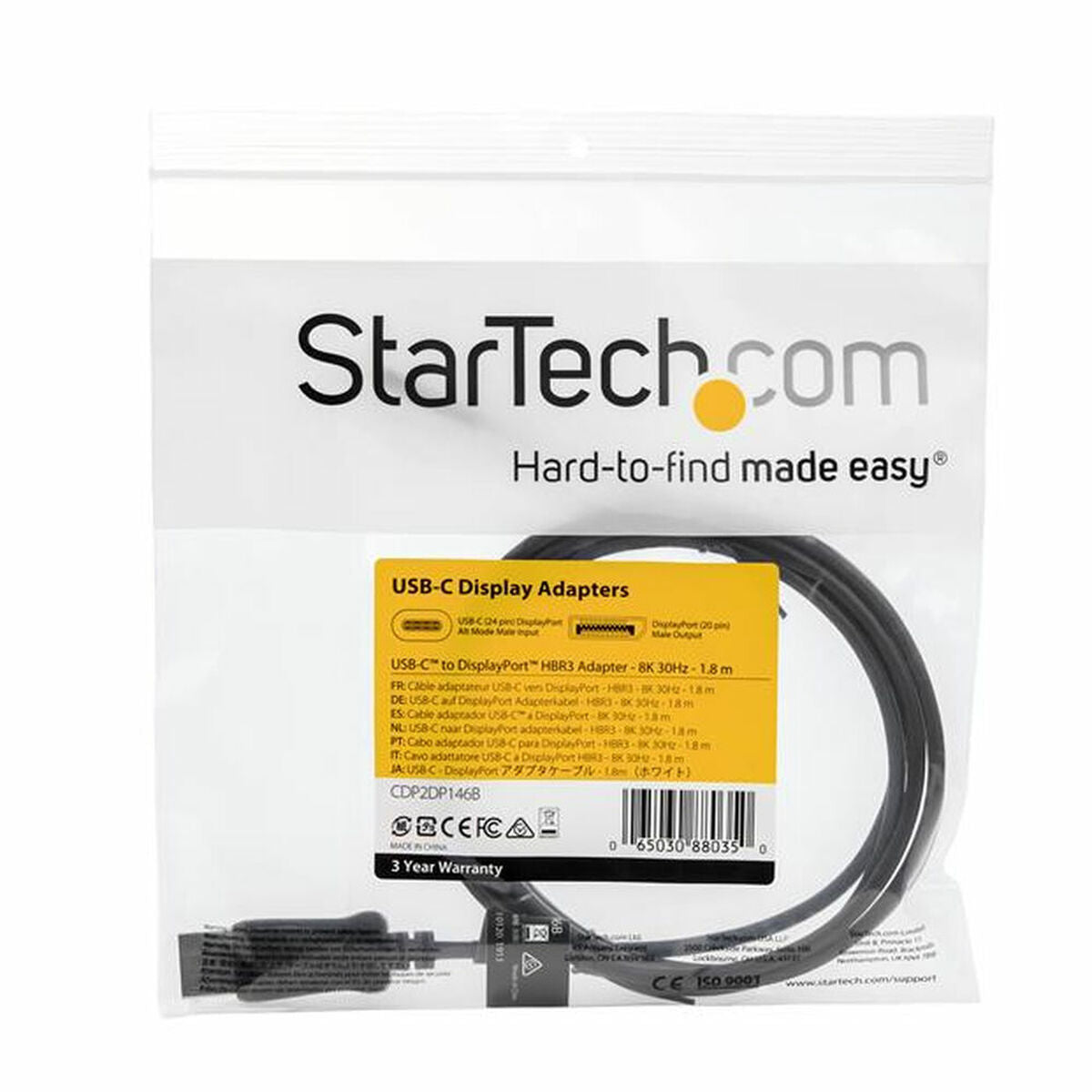 Adapter Cable - 8K USB-C to DP - 5.9 ft.