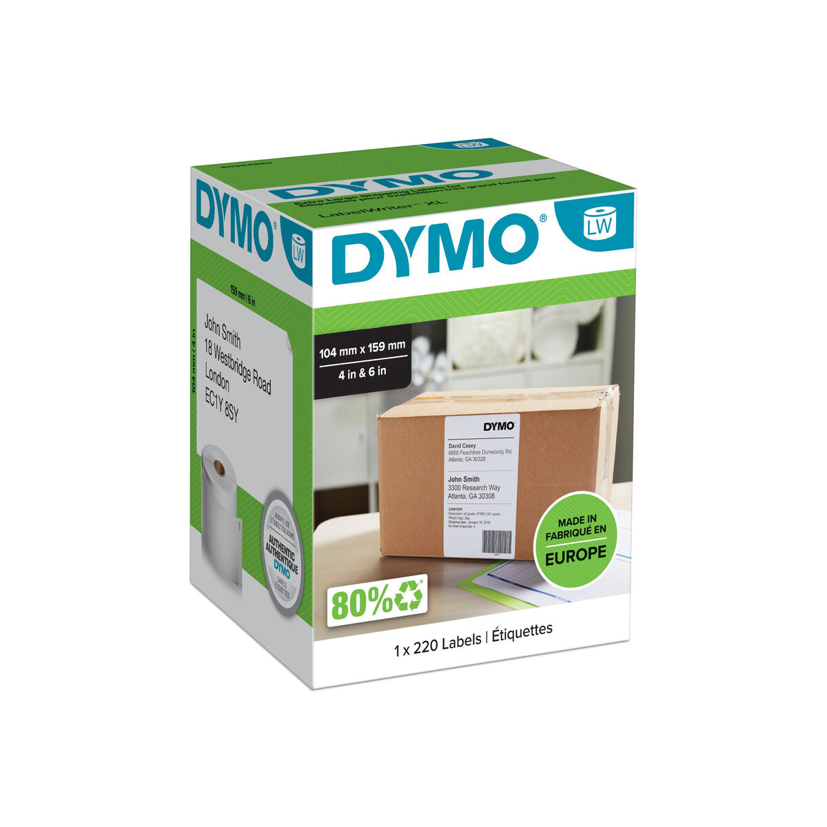 Rouleau Dymo 220 étiquettes adress 104X159MM L.Writer 4XL