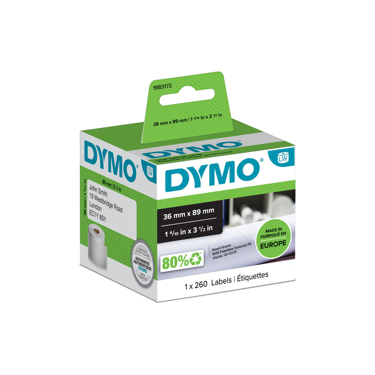 Rouleau dymo 260 etiquettes adress 36x89MM pour labelwriter