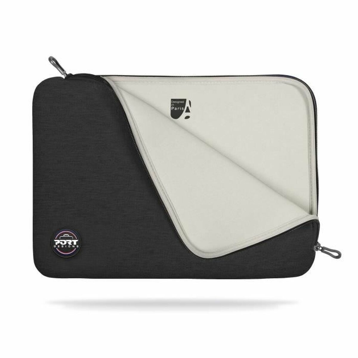 PORT DESIGNS Trendy Cotton Neoprene Laptop Sleeve 15.6p L-shaped opening for easy access Stretchy cotton neoprene material Black