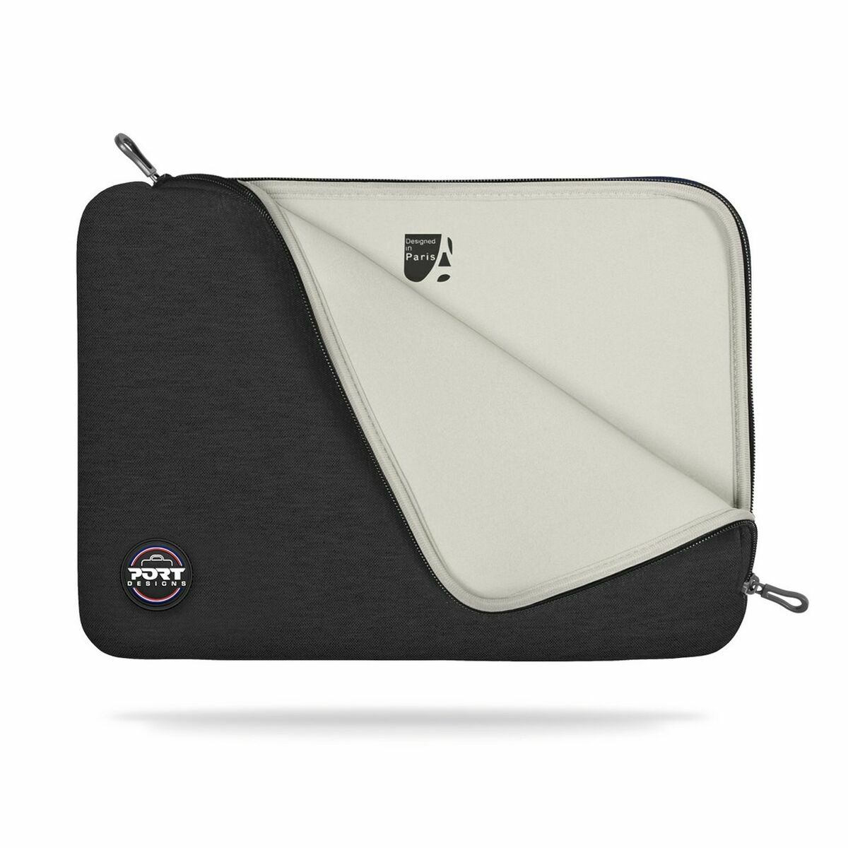 PORT DESIGNS Trendy Cotton Neoprene Laptop Sleeve 15.6p L-shaped opening for easy access Stretchy cotton neoprene material Black