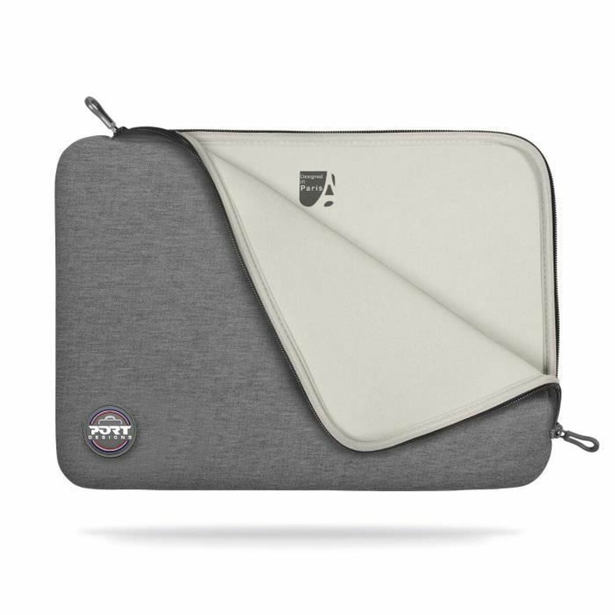PORT DESIGNS Trendy Cotton Neoprene Laptop Sleeve 10p-12p L-shaped opening for easy access Stretchy cotton neoprene material Grey
