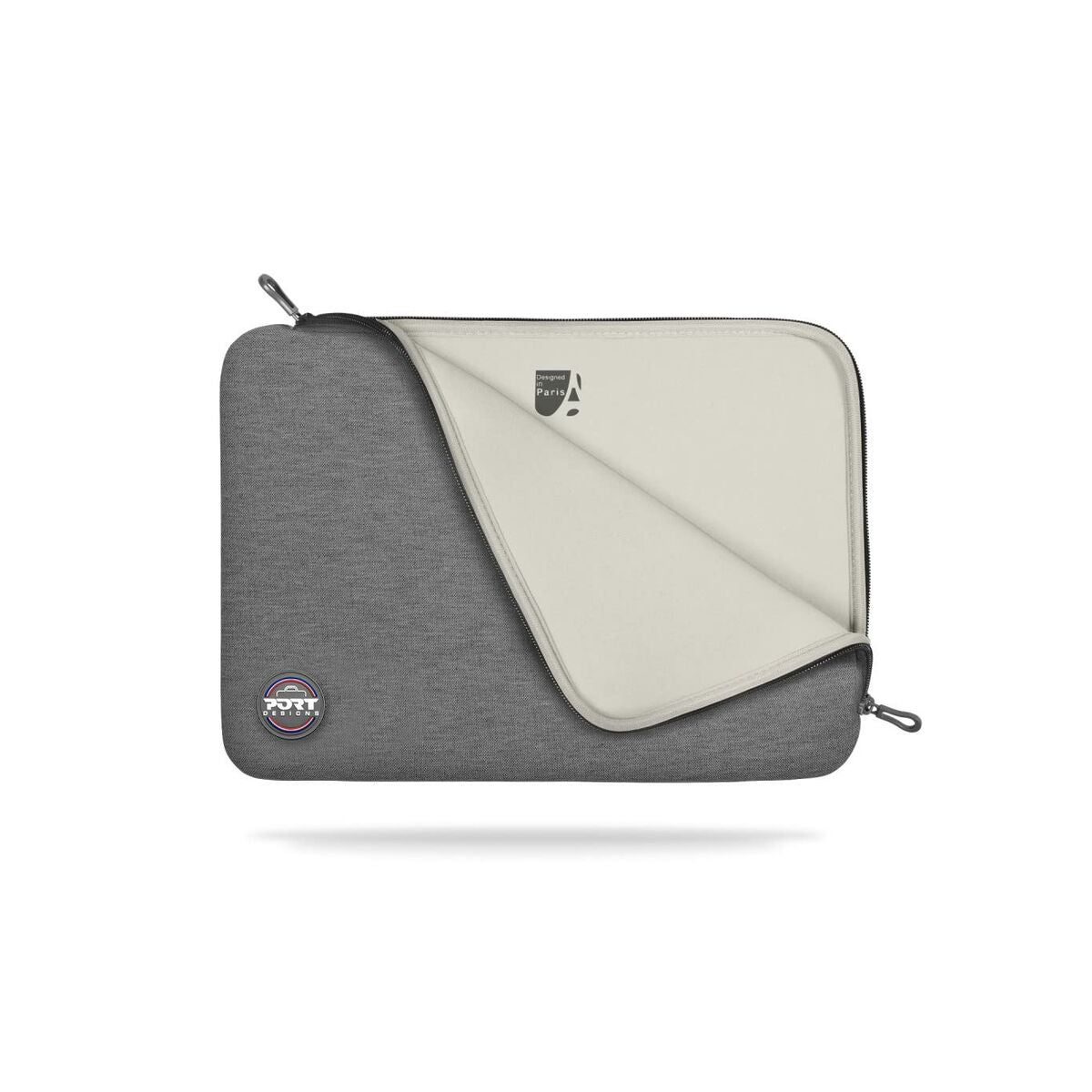 PORT DESIGNS Trendy Cotton Neoprene Laptop Sleeve 15.6p L-shaped opening for easy access Stretchy cotton neoprene material Grey