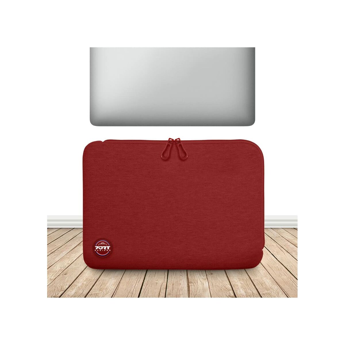 PORT DESIGNS Trendy Cotton Neoprene Laptop Sleeve 15.6p L-shaped opening for easy access Stretchy cotton neoprene material Grey