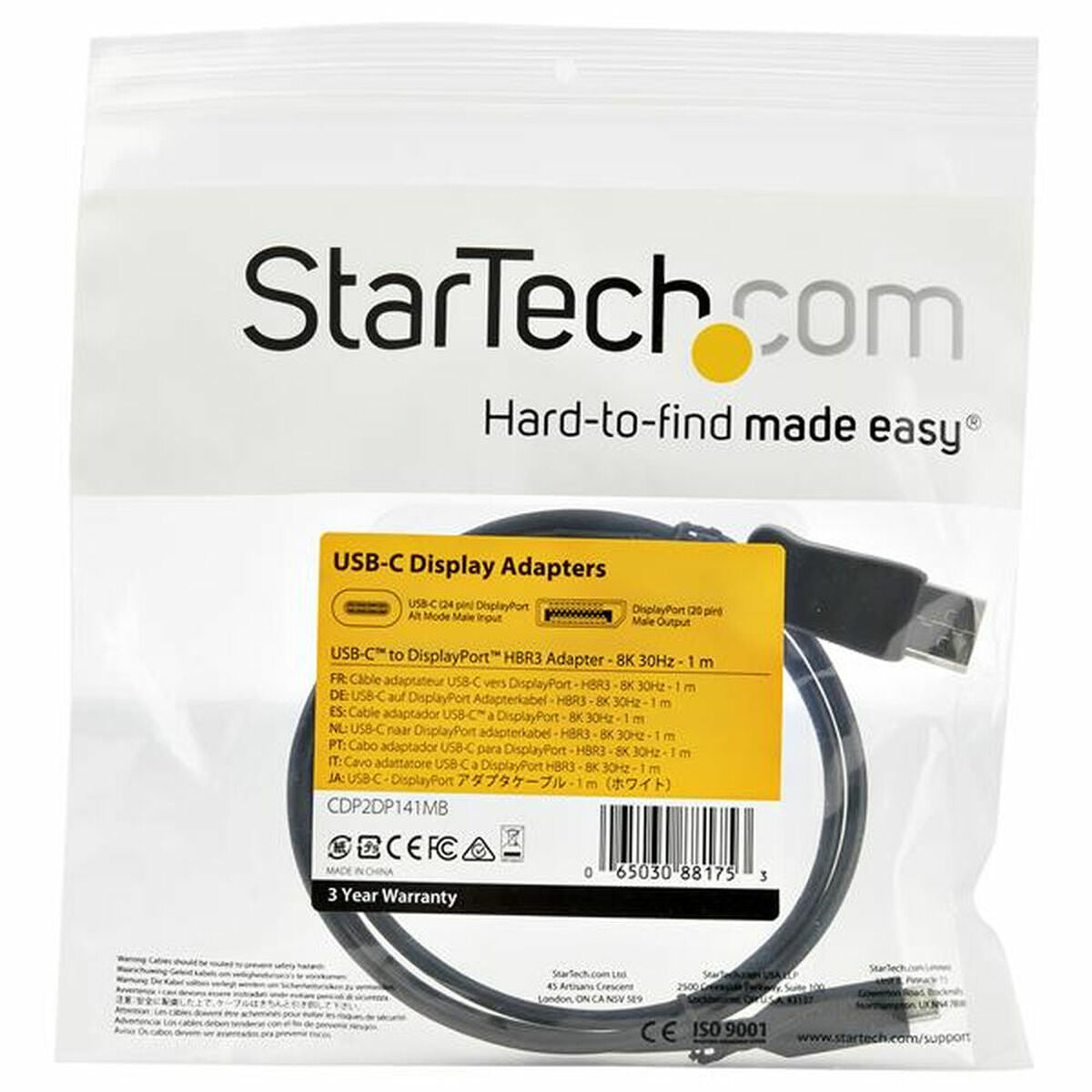 Adapter Cable - 8K USB-C to DP - 3.3 ft.