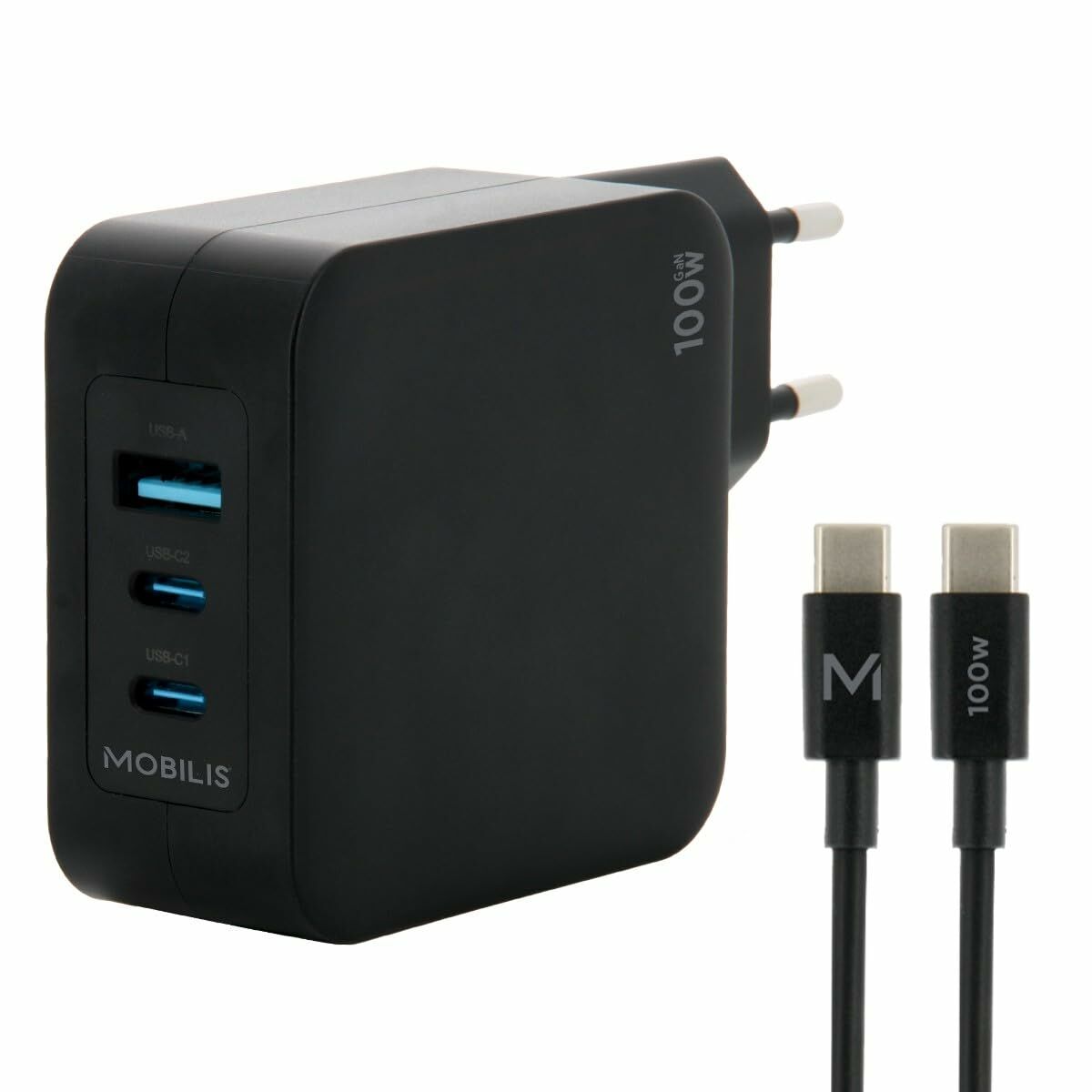 Charger 100W 2USB C 1USBA GaN cable 100W