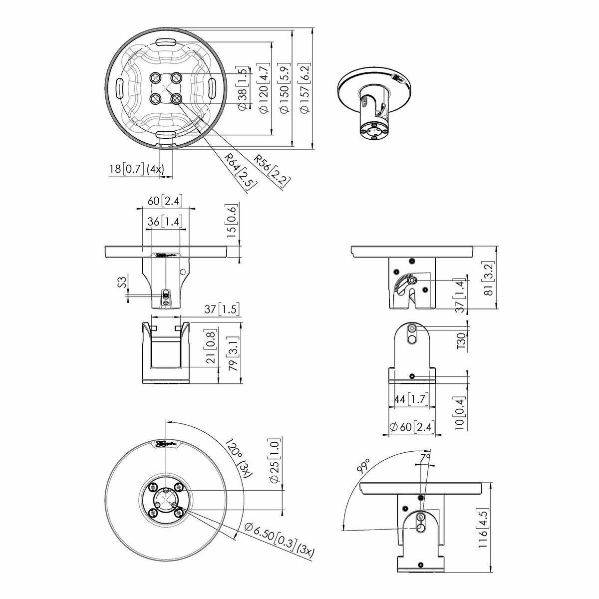 PUC 1045 CEILING PLATE TURN AND TILT