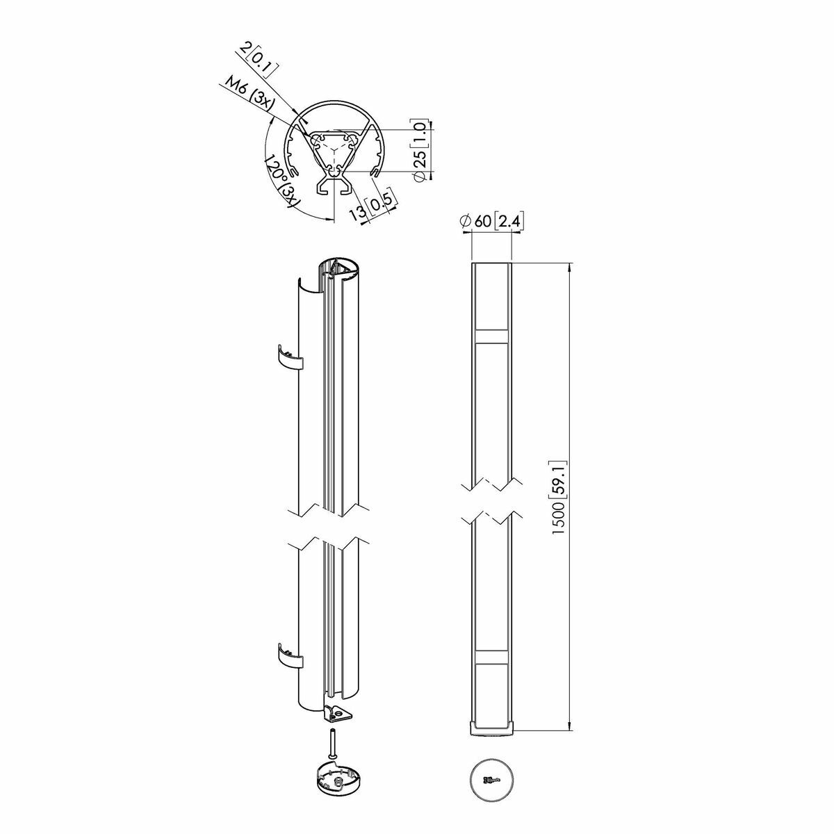 PUC 2415 CONNECT-IT POLE 150CM AG