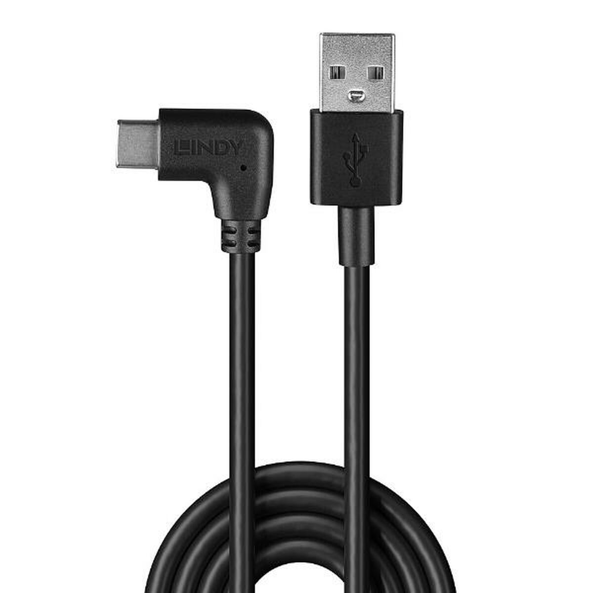 LINDY 0.5m USB 2.0 Type A to C Cable 90 Right Angle