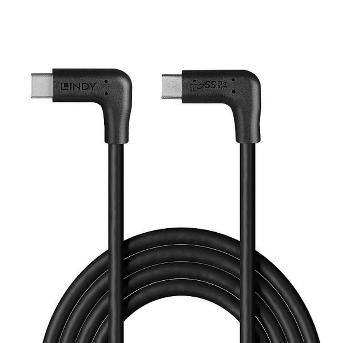 LINDY 1.5m USB 3.2 Type C Cable 2 x 90 Right Angle
