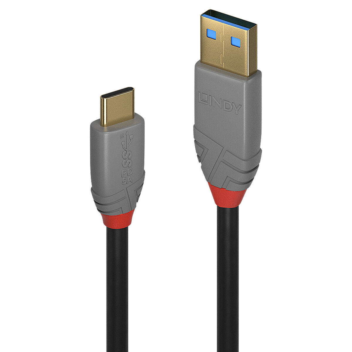 LINDY 2m USB 3.2 Type A to C Cable 5A PD Anthra Line