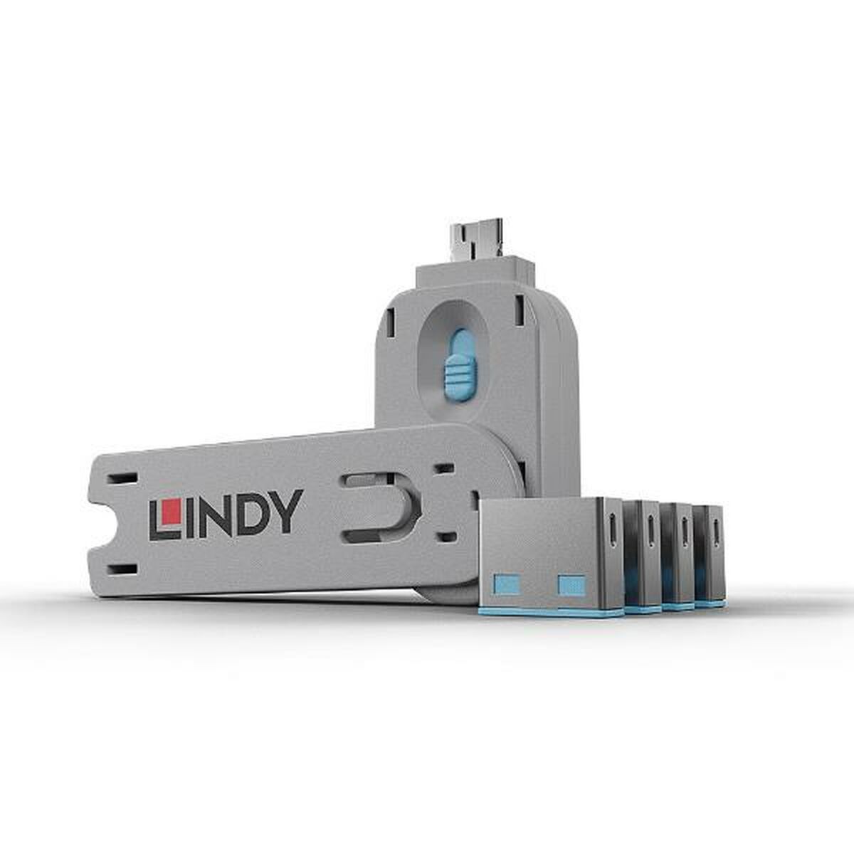 LINDY Clé USB et 4 bloqueurs de ports USB Bleu