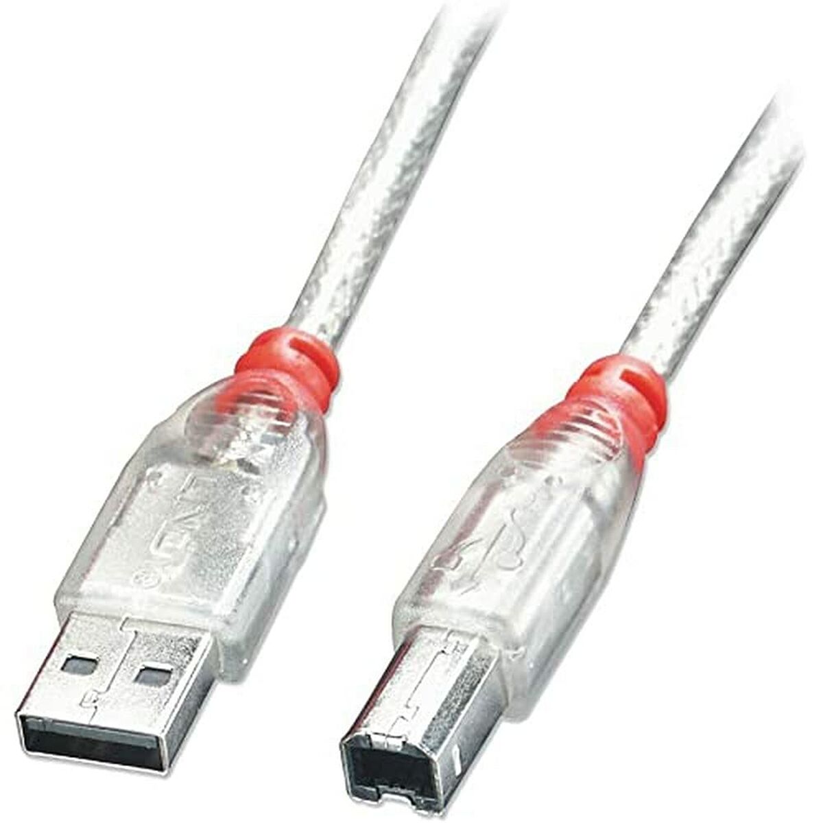 LINDY USB 2.0 Cable A/B Transparent 5m. Transfer Rate up to 480 MBit/s