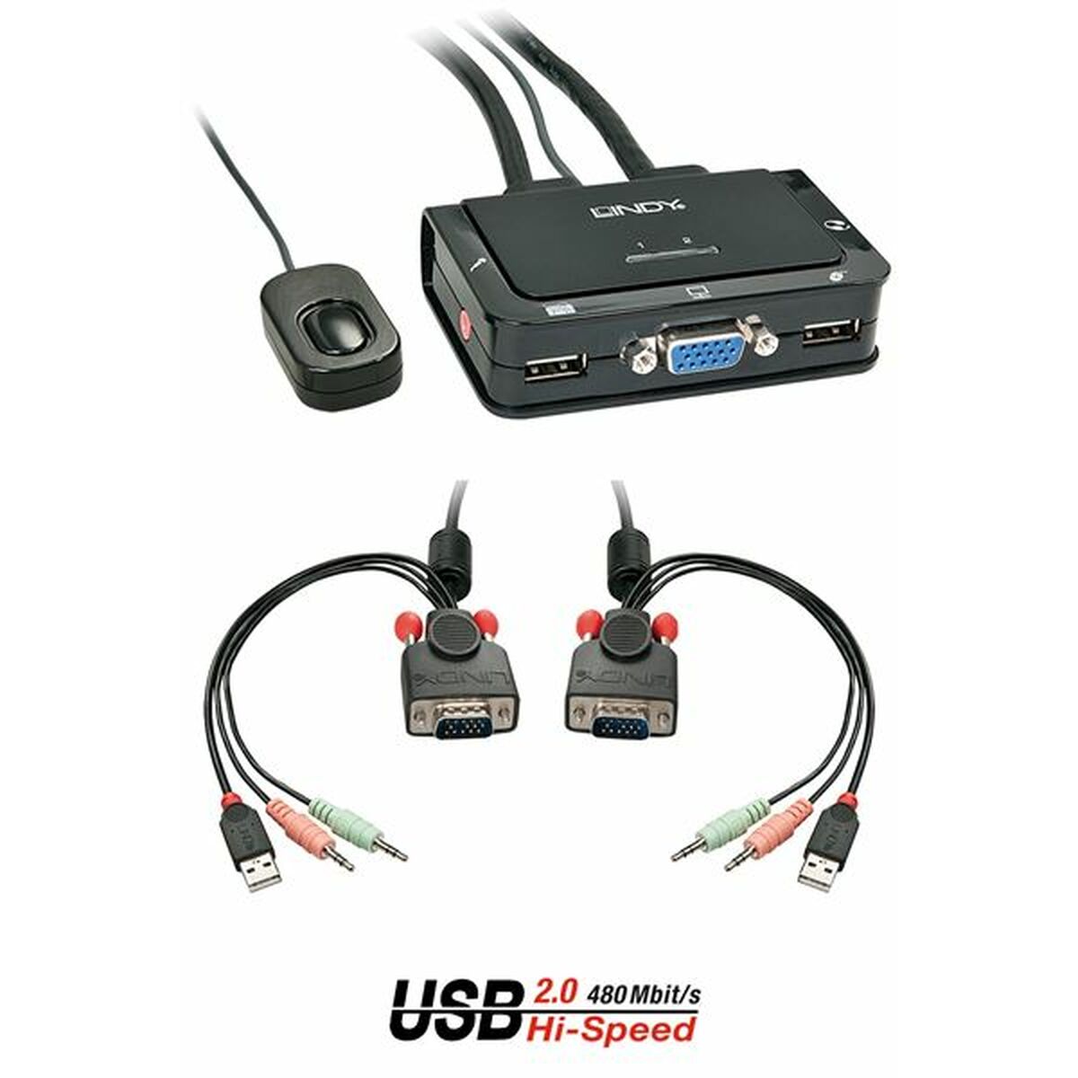 LINDY Switch KVM Compact VGA USB 2.0 & Audio 2 ports