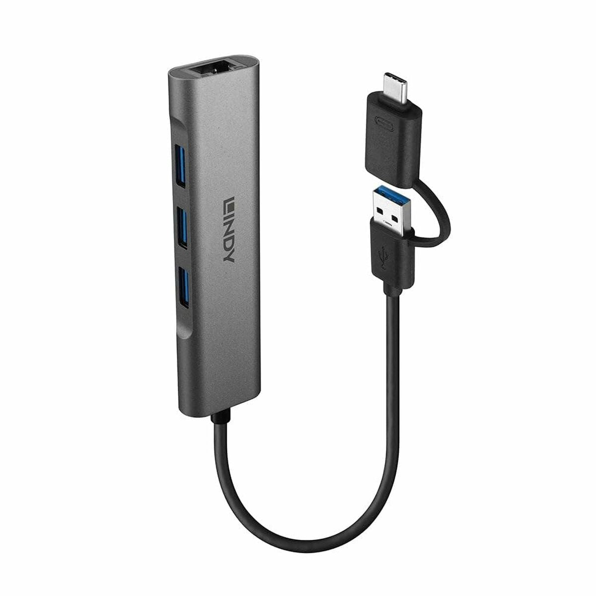 LINDY USB 3.2 Gen 1 Hub & Gigabit Ethernet Converter