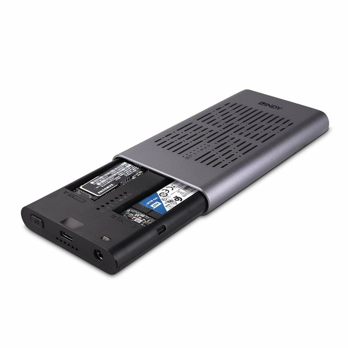 LINDY USB 3.2 Dual M.2 NVMe SSD Enclosure with Clone
