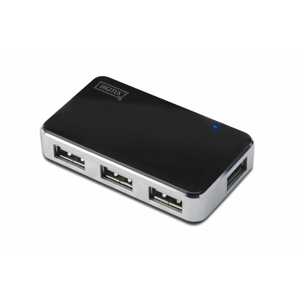 Digitus DA-70220 hub & concentrateur USB 2.0 Mini-B 480 Mbit/s Noir, Argent
