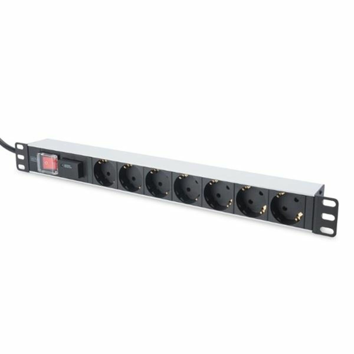 Digitus Bloc multiprise avec profilé en aluminium et interrupteur, prise électrique a contact de protection avec 7 sorties, câble d’alimentation de 2