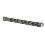 Digitus Bloc multiprise avec profilé en aluminium et préfusible, prise électrique a contact de protection a 8 sorties, connecteur IEC C14 pour câble d