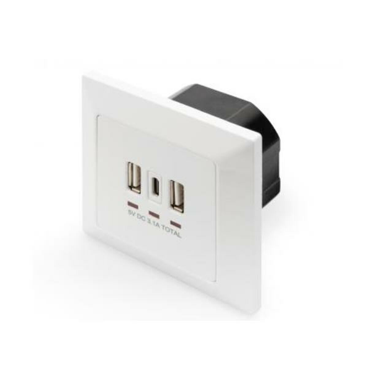 Digitus DA-70618 prise de courant 2 x USB A + 1 x USB C Blanc