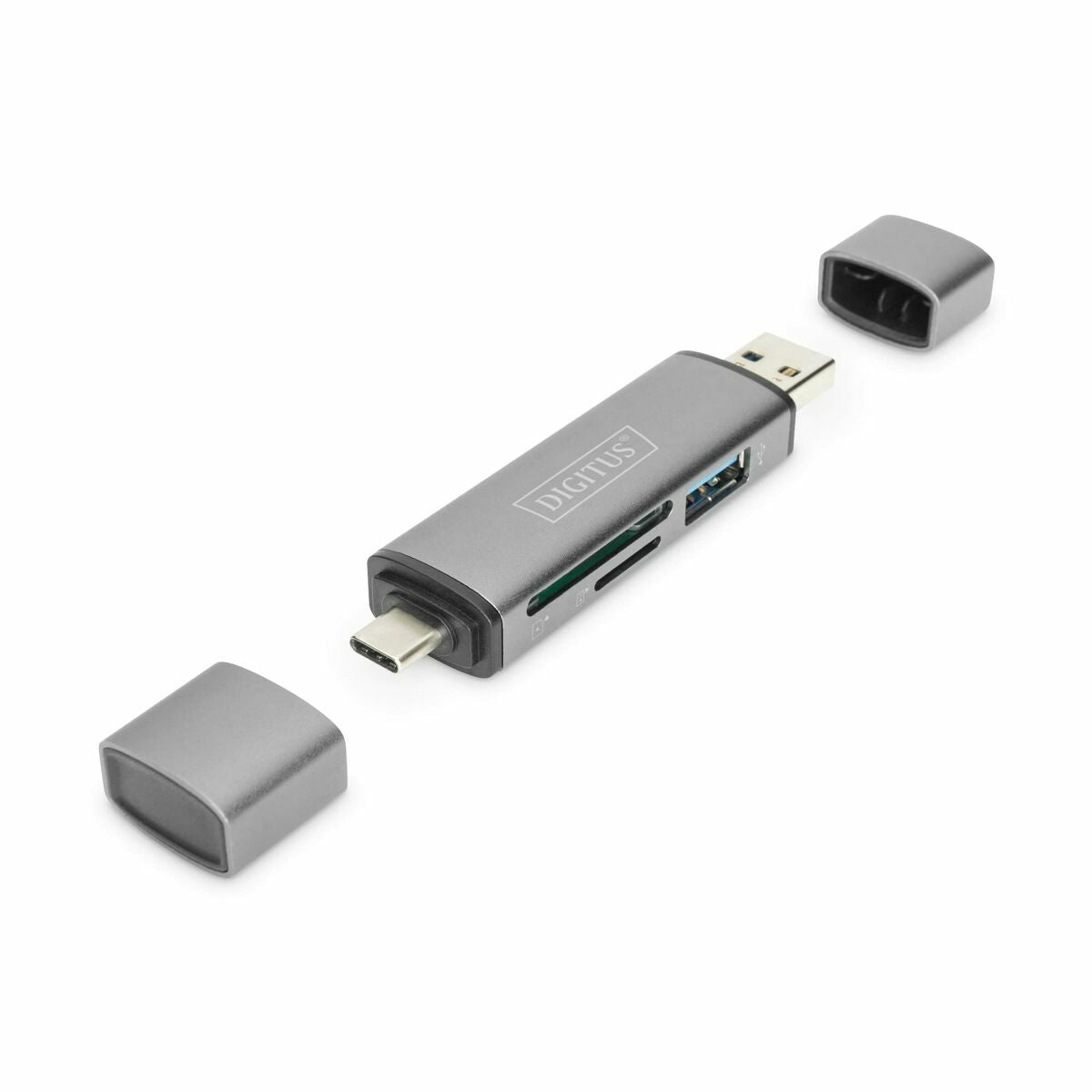 Digitus DA-70886 lecteur de carte mémoire USB 3.2 Gen 1 (3.1 Gen 1) Type-A/Type-C Aluminium