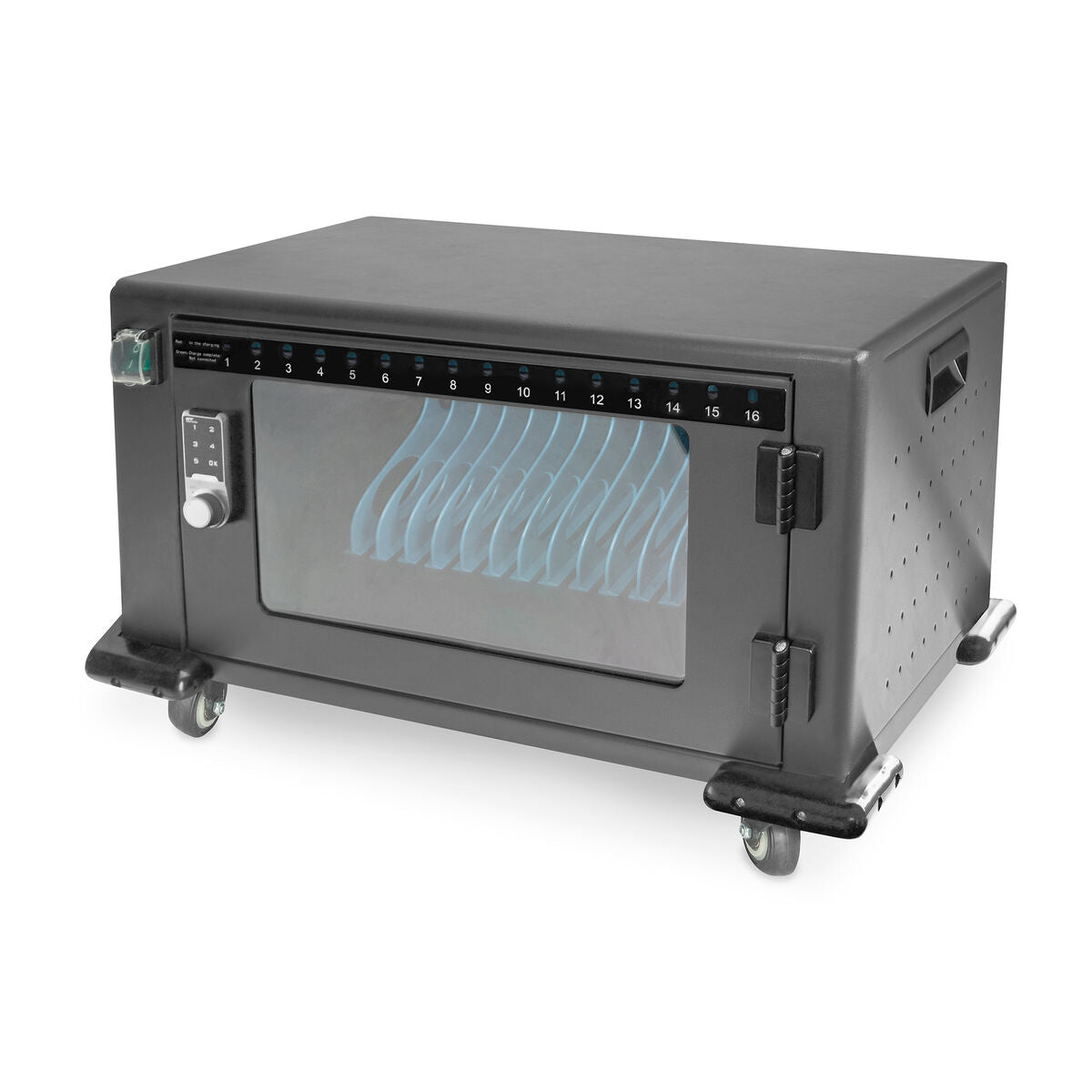 Armoire mobile DIGITUS sur roues pour charger jusqu'a 16 ordinateurs portables/tablettes jusqu'a 14" avec USB Type C, PIN