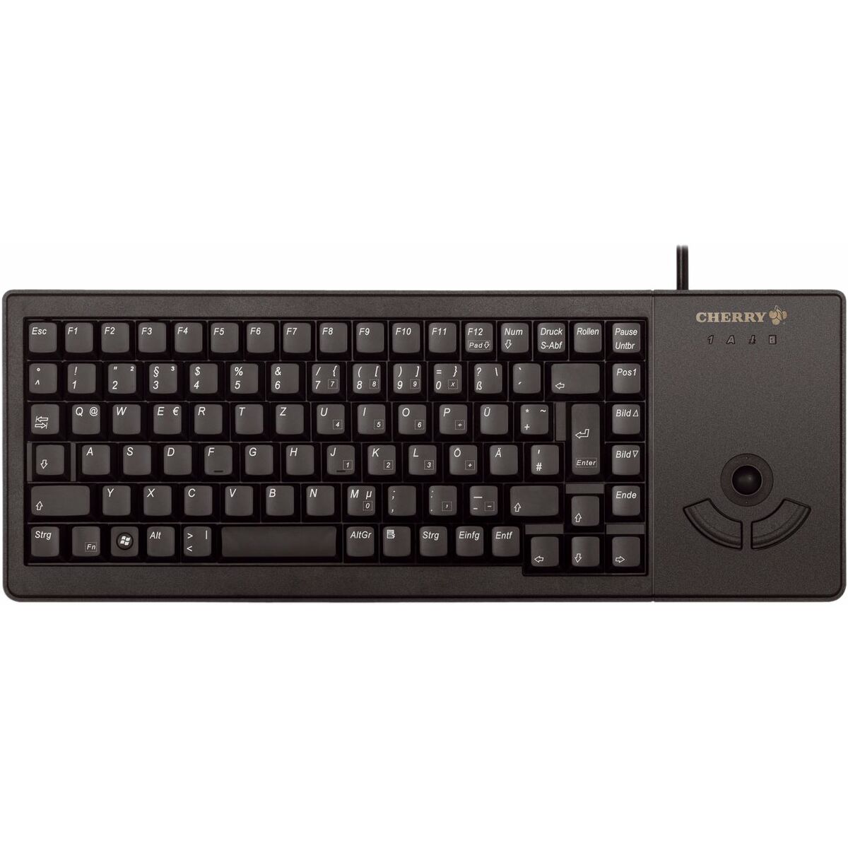 CHERRY Clavier miniature + trackball USB noir (Espagne)