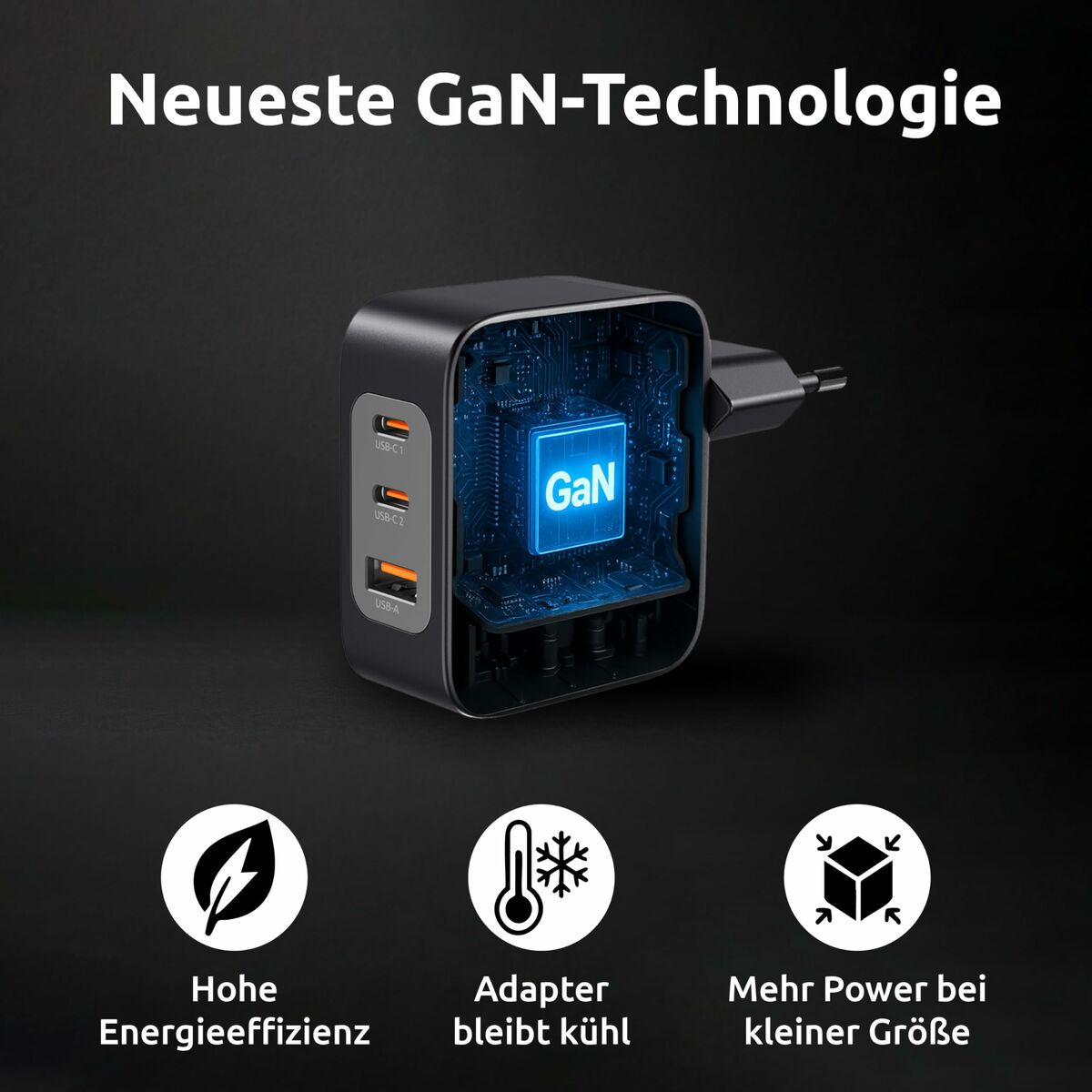 CHARGEUR SECTEUR USB TYPE C 100 W AVEC CORDON 2,0 M