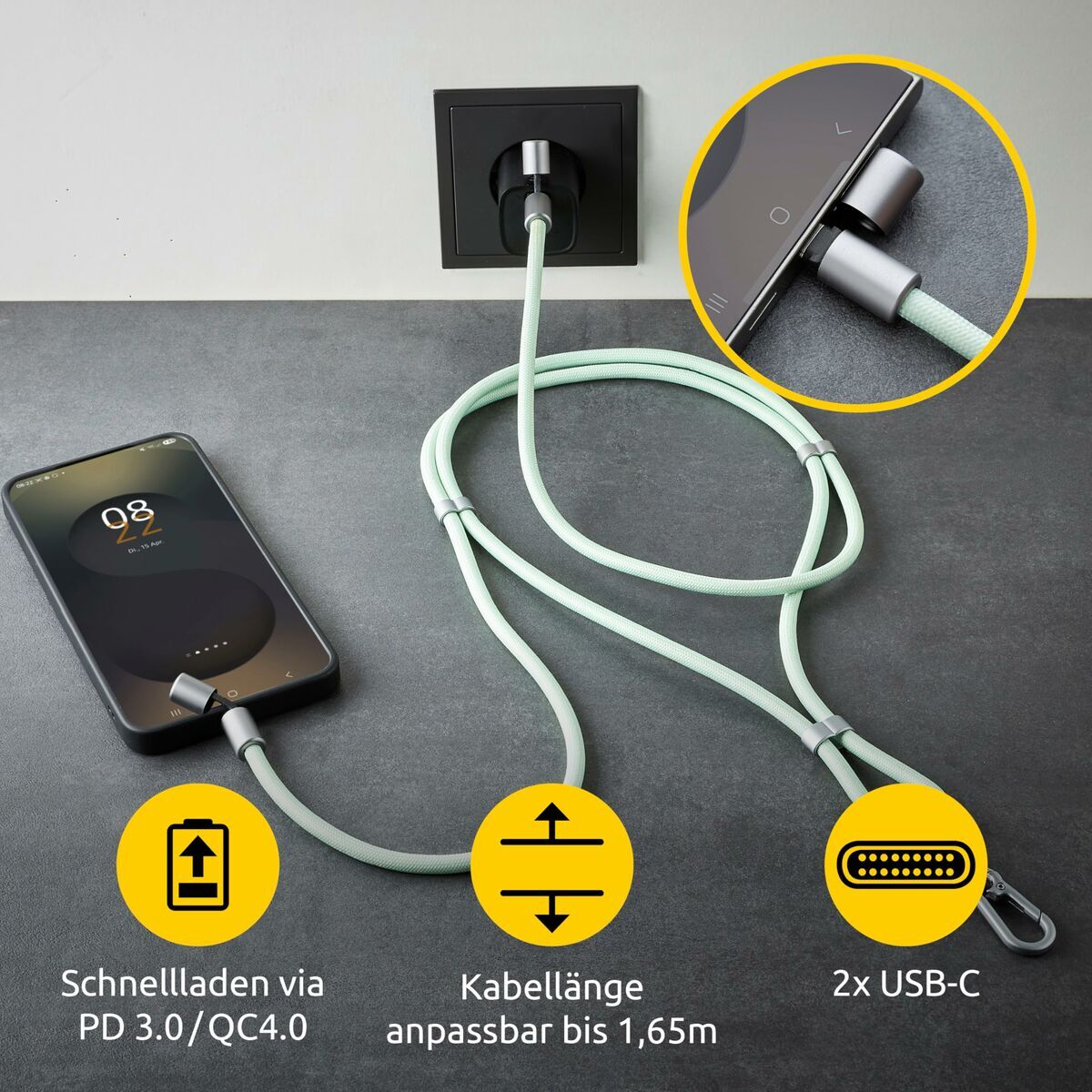 INTENSO Lanière de chargement pour téléphone portable vert