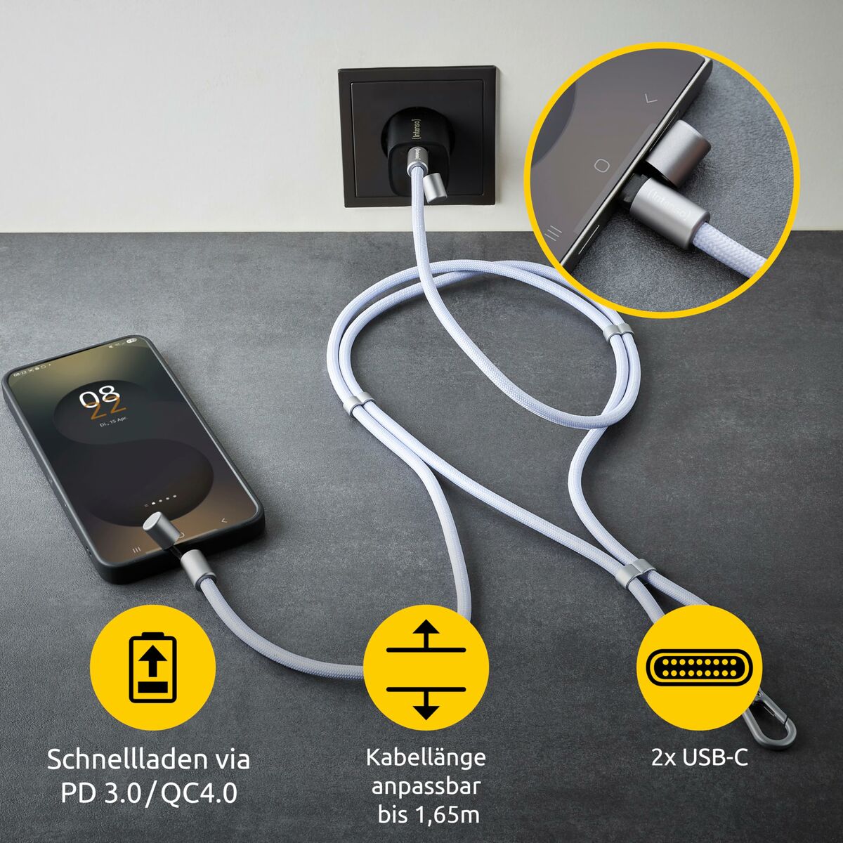 INTENSO Lanière de chargement pour téléphone portable violet