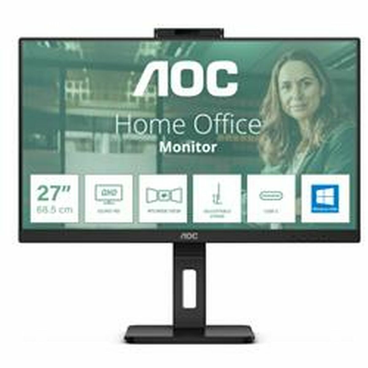 AOC 24P3QW Ecran 24"  1920 x 1080 Full HD (1080p) @ 75 Hz - IPS - 300 cd/m² - 1000:1 - 4 ms - 2xHDMI, DisplayPort - HP - WEBCAM