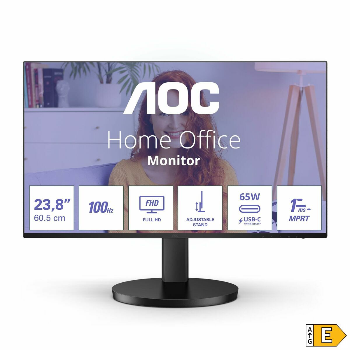 AOC 24B3CF2 - Écran 24" -1920 x 1080 Full HD (1080p) @ 100 Hz - IPS - 250 cd/m² - 1300:1 - 1 ms - HDMI, USB-C - haut-parleurs - noir