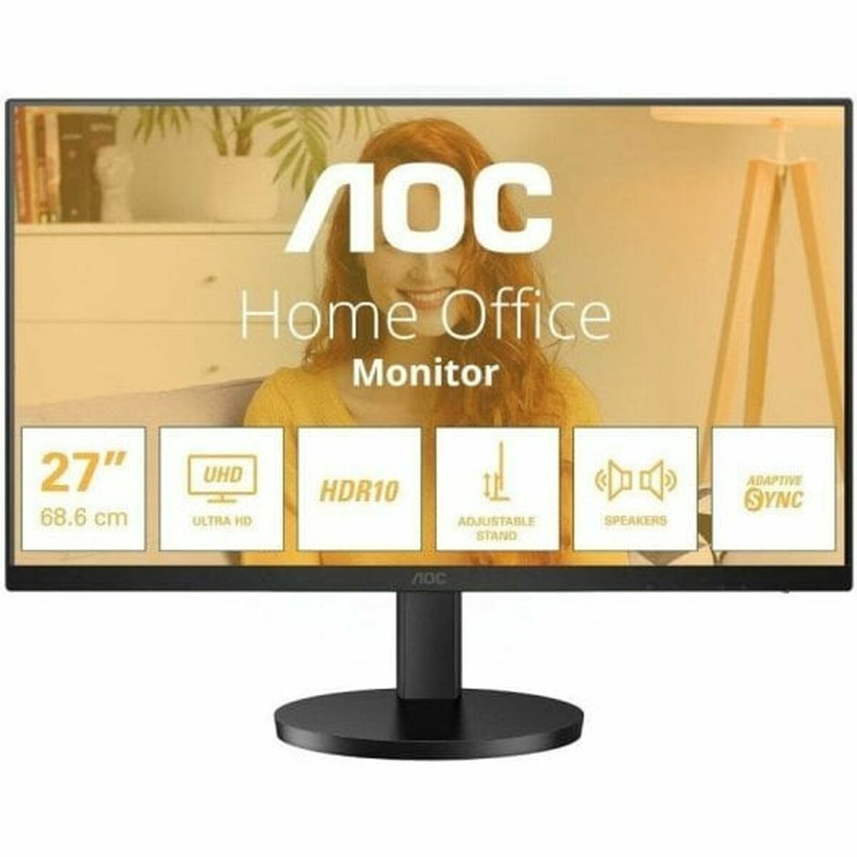 AOC U27B3AF 27p UHD 3840x2160 60Hz HDR10 HDMI 2.0 DisplayPort 1.4 black