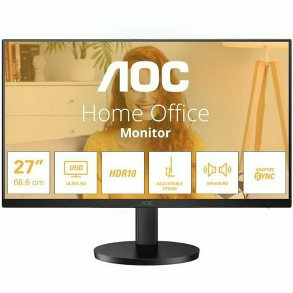 AOC U27B3AF 27p UHD 3840x2160 60Hz HDR10 HDMI 2.0 DisplayPort 1.4 black