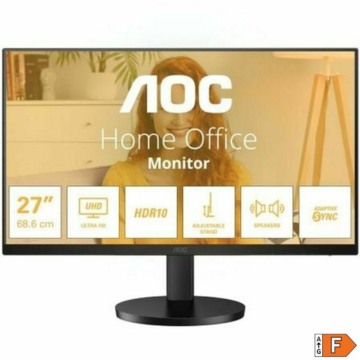 AOC U27B3AF 27p UHD 3840x2160 60Hz HDR10 HDMI 2.0 DisplayPort 1.4 black