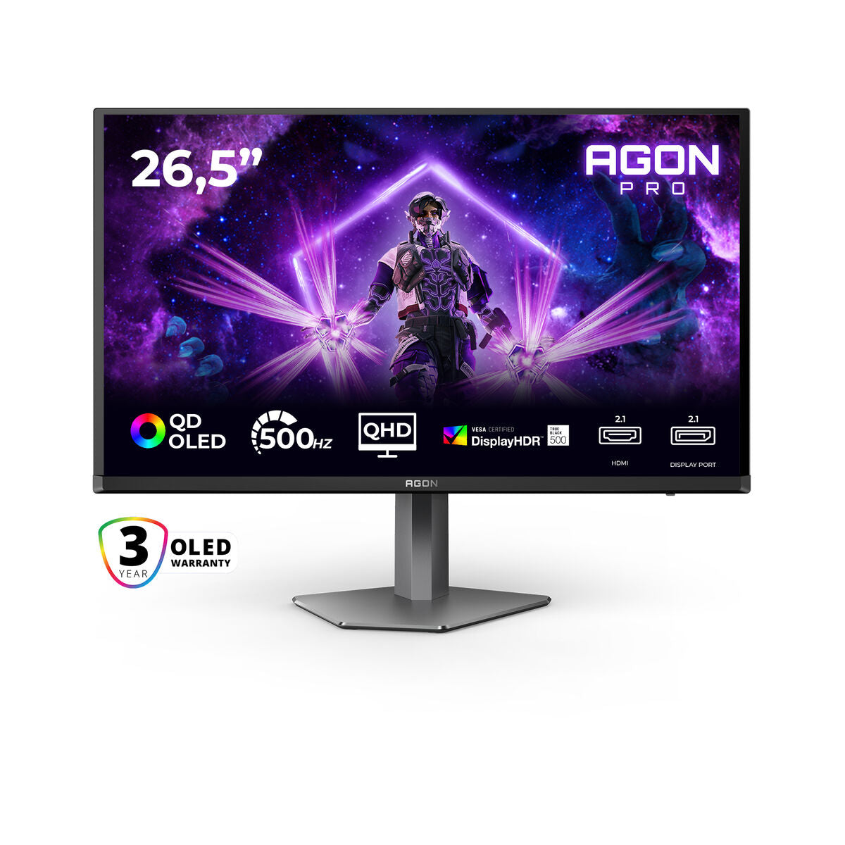AOC AG276QKD2 26.5p 2560x1440 QD OLED Flat H/A 130MM QD Oled 500Hz USB HUB DP HDMI 1000cd/m2
