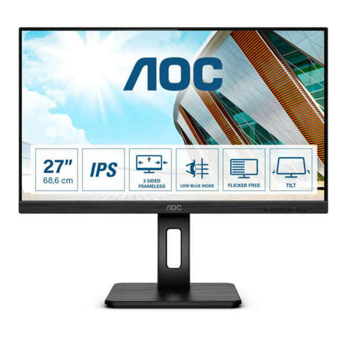 AOC 27P2Q 27p 1920x1080 FHD IPS 250cd/m2 1000:1 4ms HDMI DVI DisplayPort VGA haut-parleurs noir