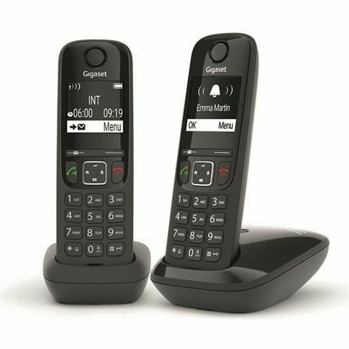 Gigaset AS690 DUO téléphone DECT noir - base + 2 combinés