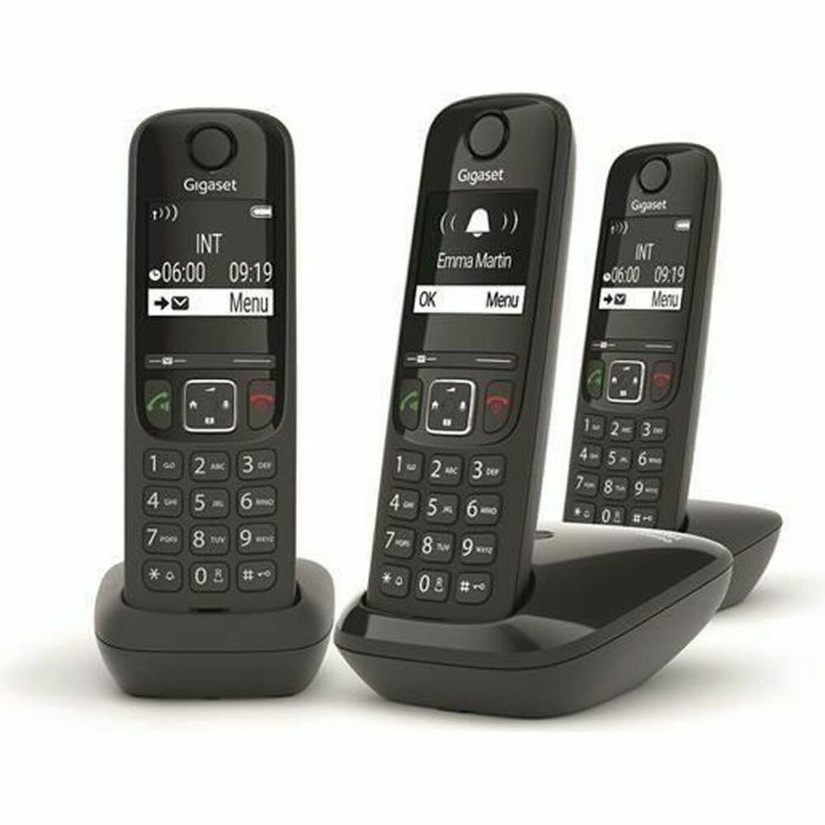 Gigaset AS690 TRIO téléphone DECT noir - base + 3 combinés