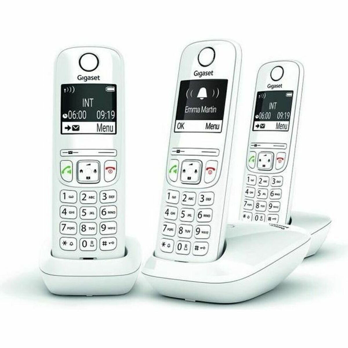 Gigaset AS690 TRIO téléphone DECT blanc - base + 3 combinés