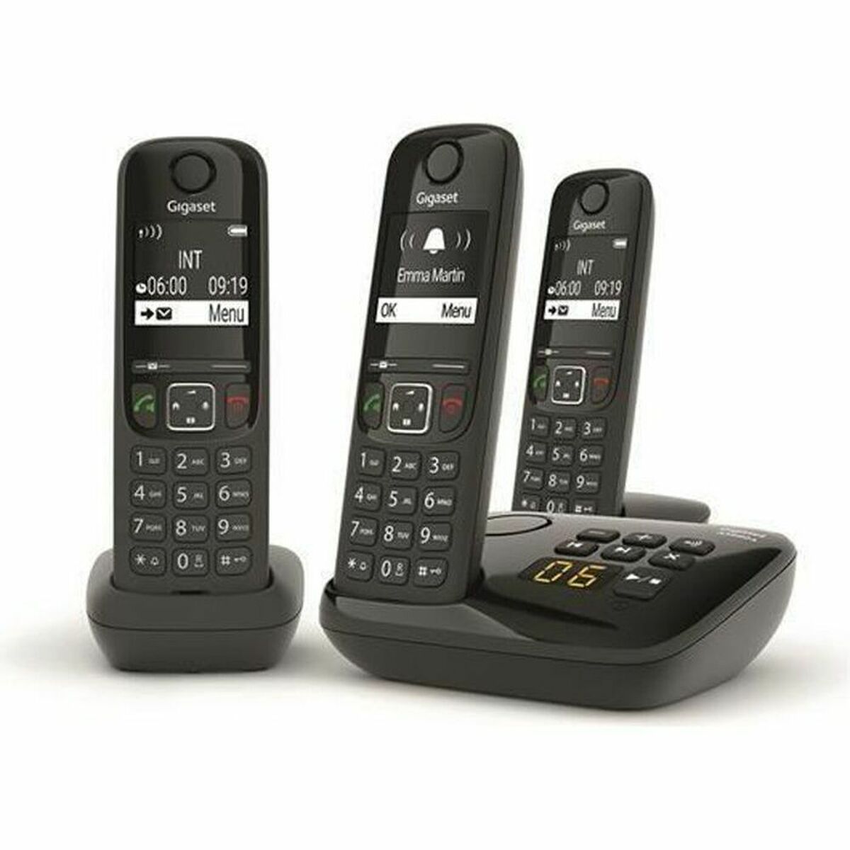 Gigaset AS690A TRIO tél. DECT+ REP - base +3 combinés noirs