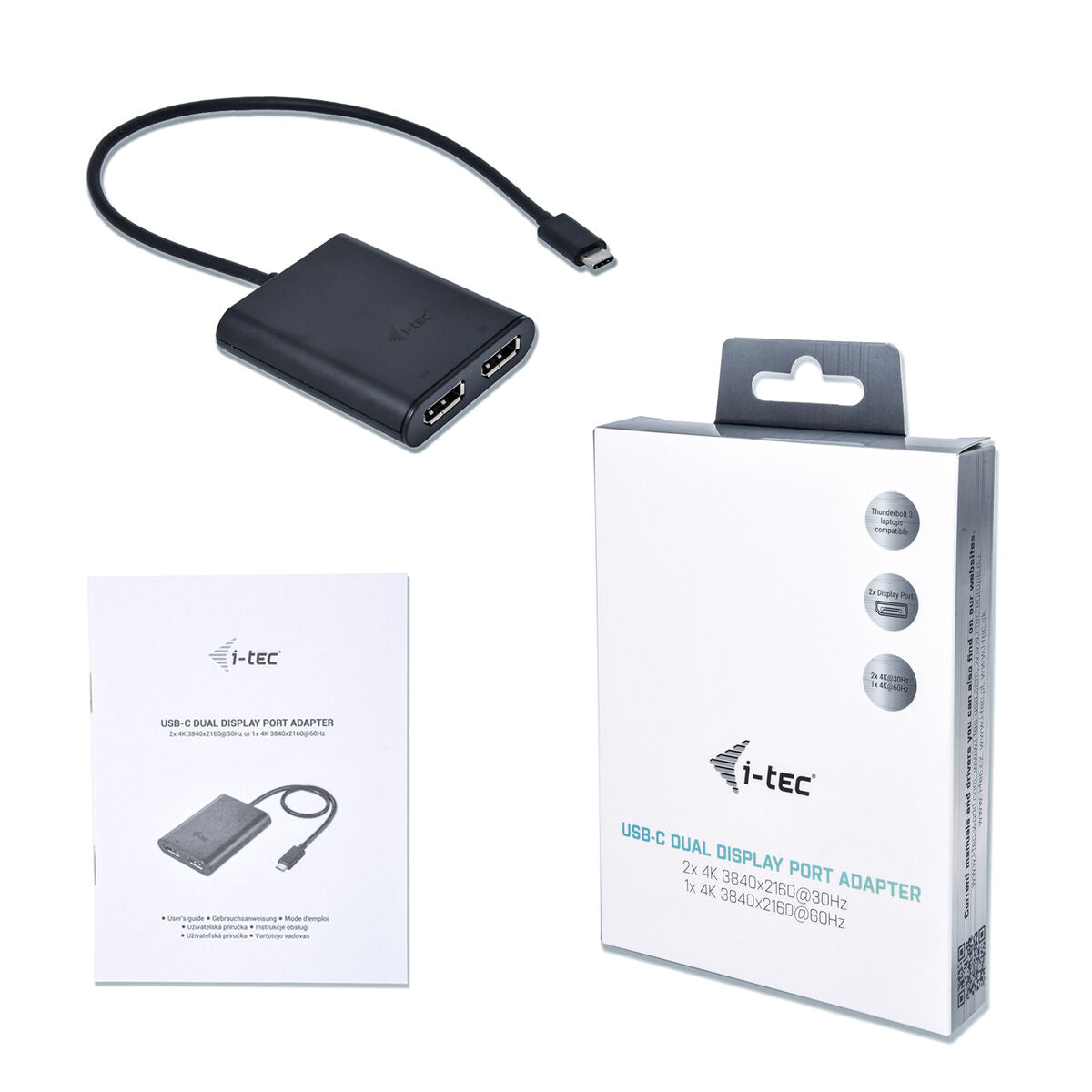 I-TEC USB C to Dual DisplayPort VideoAdapter 2xDisplayPort 4K Ultra HD compatible with Thunderbolt 3