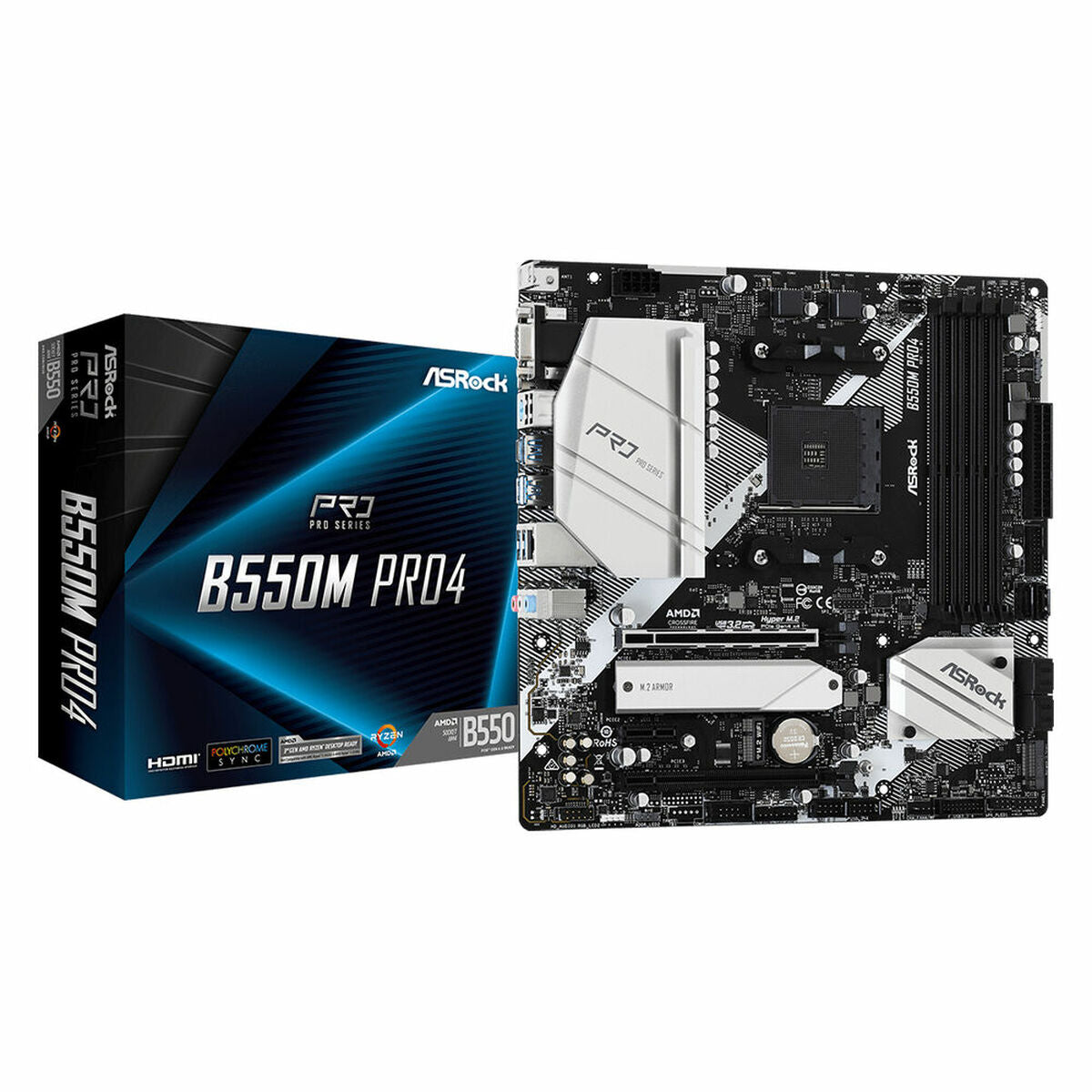 ASRock 90-MXBDK0-A0UAYZ Carte mere B550M Pro4 avec support AMD Ryzen