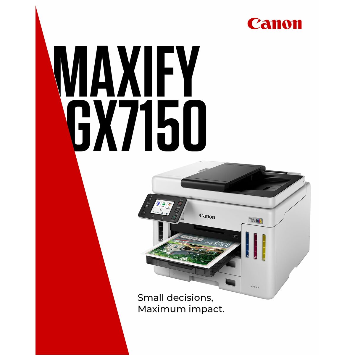 CANON MAXIFY GX7150 MegaTank MFP colour inkjet CISS Legal 216x356mm A4 24ipm Print 600sheets USB Wi-Fi LAN