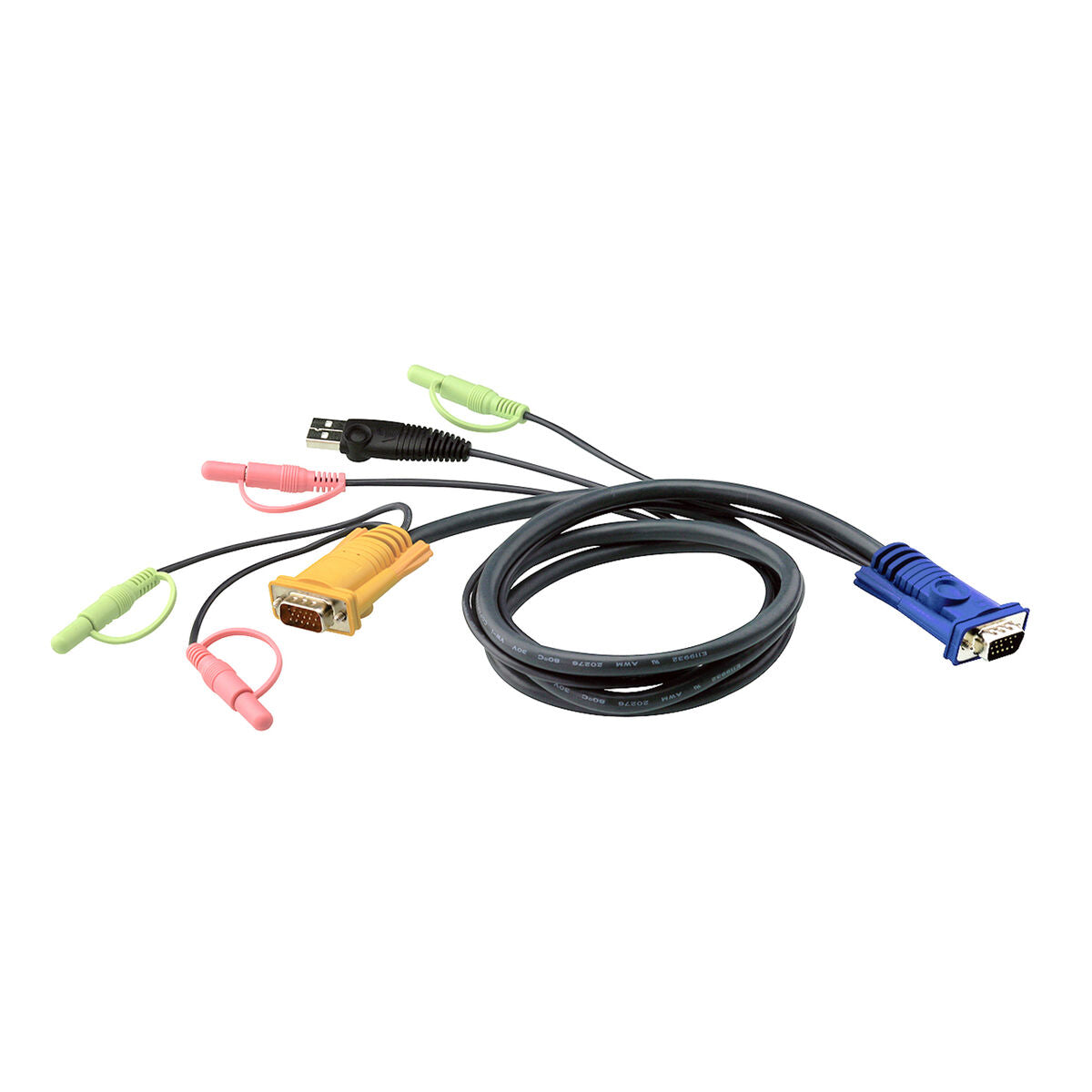 ATEN Câble KVM USB 1,8m avec SPHD 3 en 1 et audio - 1,8 m - VGA - Noir - HDB-15 - USB A - 2 x 3.5mm - SPHD-15 - 2 x 3.5mm - Mâle