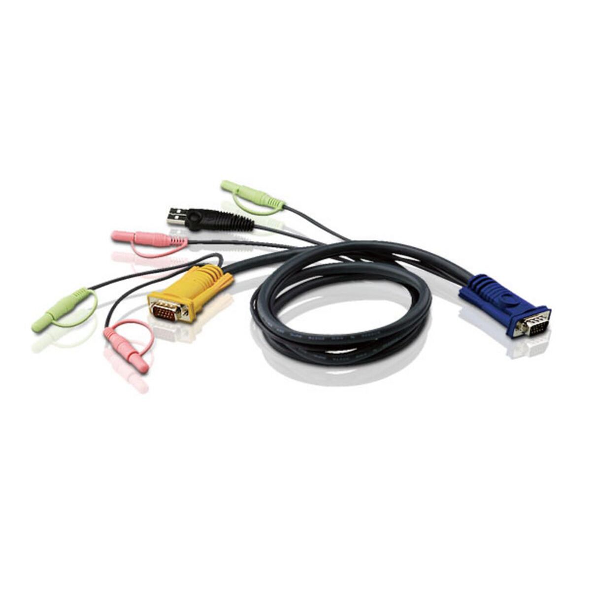 ATEN Câble KVM USB 1,8m avec SPHD 3 en 1 et audio - 1,8 m - VGA - Noir - HDB-15 - USB A - 2 x 3.5mm - SPHD-15 - 2 x 3.5mm - Mâle